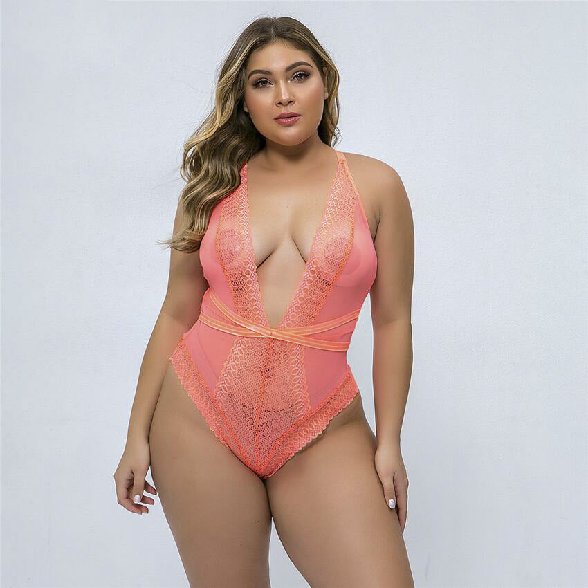 Sexy Halterneck Deep V See-Through Bodysuit