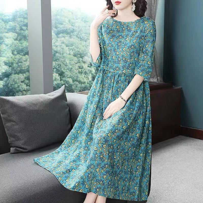 Floral Dress Plus Size Women's Noble Western Style Fat Mm Wide Wife Middle-aged Mother Dress