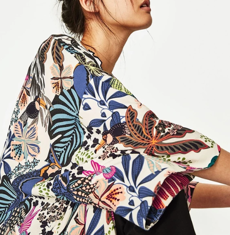 Printed chiffon sunscreen cardigan and kimono