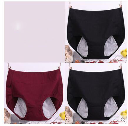 Large size physiological underwear female menstrual period leak-proof cotton high waist section fat mm plus fertilizer to increase aunt''s fake health pants