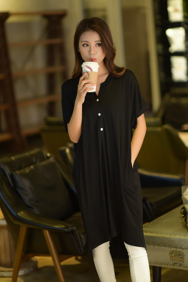 Large size women T-shirt skirt dress modal summer Nightgown Maternity Skirt long loose clothing Home Furnishing