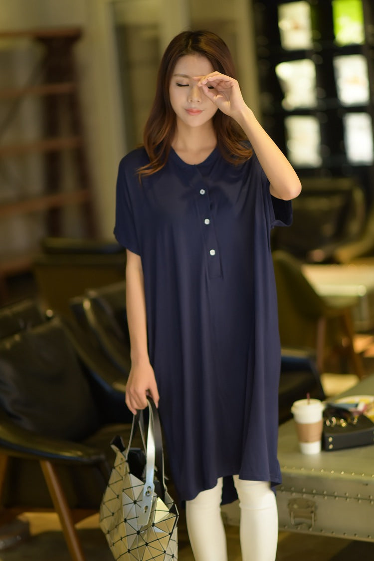 Large size women T-shirt skirt dress modal summer Nightgown Maternity Skirt long loose clothing Home Furnishing