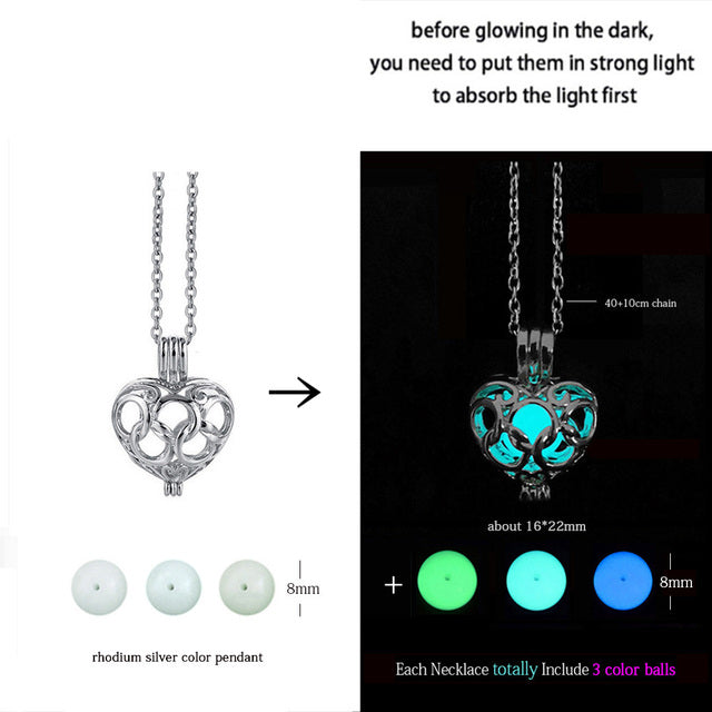 Luminous Glowing Pendant Necklace Glow In The Dark for Women Men Halloween Gift