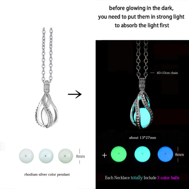 Luminous Glowing Pendant Necklace Glow In The Dark for Women Men Halloween Gift